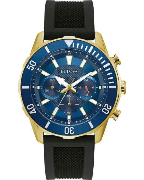 Men's watch Bulova Sport Chronograph 98A244, Blue dial, Strap in Rubber