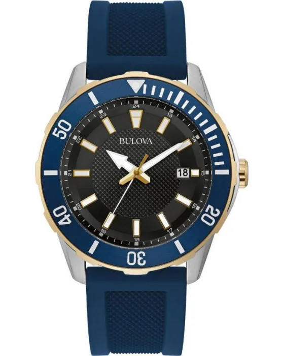Ανδρικό ρολόι Bulova Sport 98B345, Μαύρο καντράν, Λουρί από Καουτσούκ