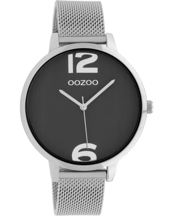 Γυναικείο ρολόι Oozoo Timepieces C10142, Μαύρο καντράν, Μπρασελέ από Μεταλλικό