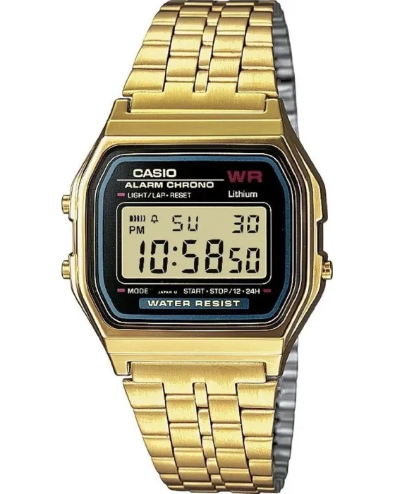 Ανδρικό ρολόι Casio Collection A159WGEA-1EF, Μαύρο καντράν, Μπρασελέ από Ανοξείδωτο ατσάλι