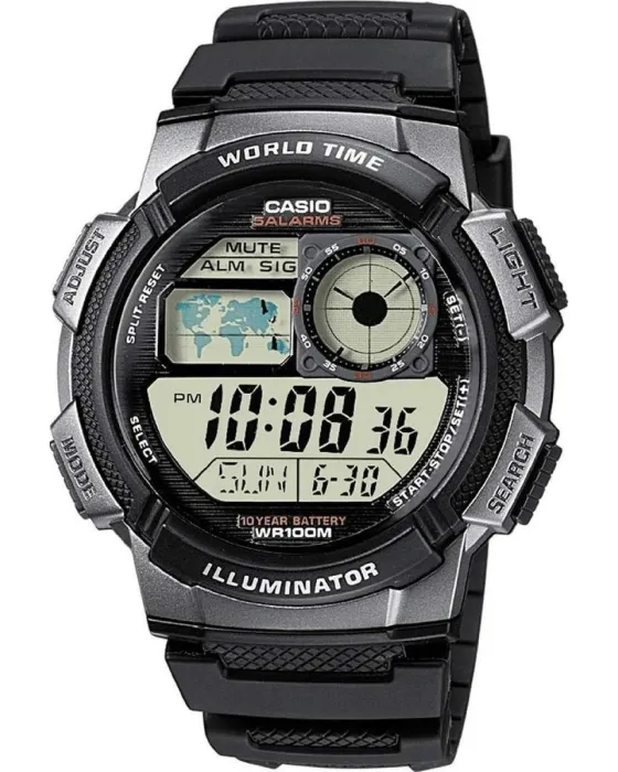 Ανδρικό ρολόι Casio Collection AE-1000W-1BVEF, Μαύρο καντράν, Λουρί από Καουτσούκ