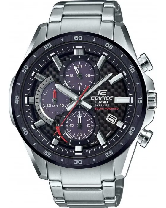 Ανδρικό ρολόι Casio Edifice Solar Chronograph EFS-S540DB-1AUEF, Μαύρο καντράν, Μπρασελέ από Ανοξείδωτο ατσάλι