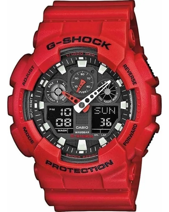 Ανδρικό ρολόι Casio G-Shock GA-100B-4AER, Μαύρο καντράν, Λουρί από Καουτσούκ