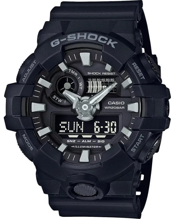 Ανδρικό ρολόι Casio G-Shock GA-700-1BER, Μαύρο καντράν, Λουρί από Καουτσούκ