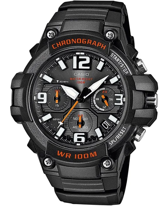 Ανδρικό ρολόι Casio Standard Chronograph MCW-100H-1AVEF, Μαύρο καντράν, Λουρί από Καουτσούκ