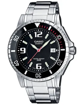 Ανδρικό ρολόι Casio Collection MTD-1053D-1AVES, Μαύρο καντράν, Μπρασελέ από Ανοξείδωτο ατσάλι