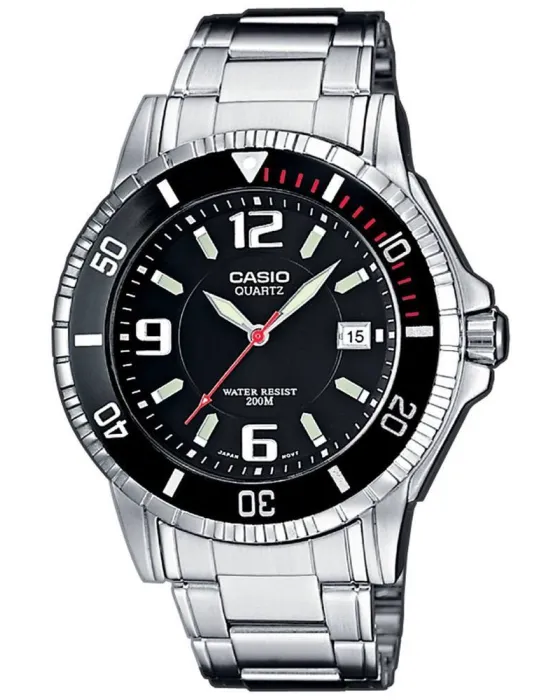 Ανδρικό ρολόι Casio Collection MTD-1053D-1AVES, Μαύρο καντράν, Μπρασελέ από Ανοξείδωτο ατσάλι