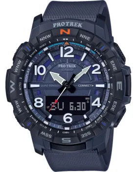 Ανδρικό ρολόι Casio Protrek PRT-B50-2ER, Μπλε καντράν, Λουρί από Καουτσούκ