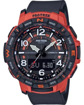 Ανδρικό ρολόι Casio Protrek PRT-B50-4ER, Μαύρο καντράν, Λουρί από Καουτσούκ