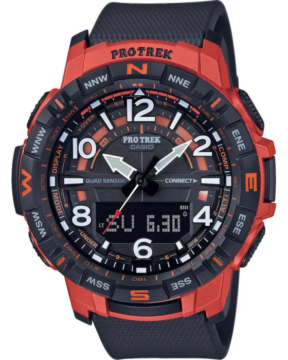 Ανδρικό ρολόι Casio Protrek PRT-B50-4ER, Μαύρο καντράν, Λουρί από Καουτσούκ