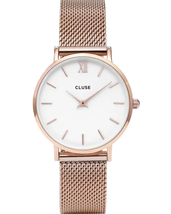 Γυναικείο ρολόι Cluse Minuit CW0101203001, Λευκό καντράν, Μπρασελέ από Ανοξείδωτο ατσάλι