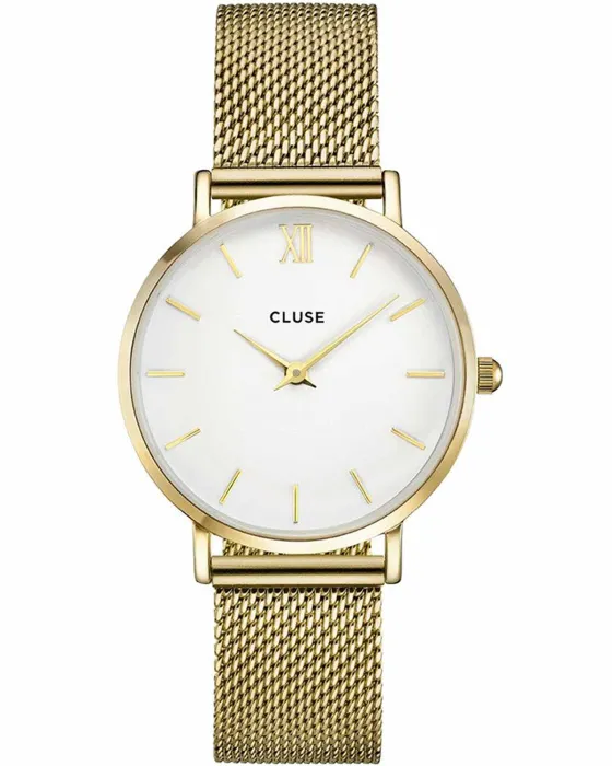 Γυναικείο ρολόι Cluse Minuit CW0101203007, Λευκό καντράν, Μπρασελέ από Ανοξείδωτο ατσάλι
