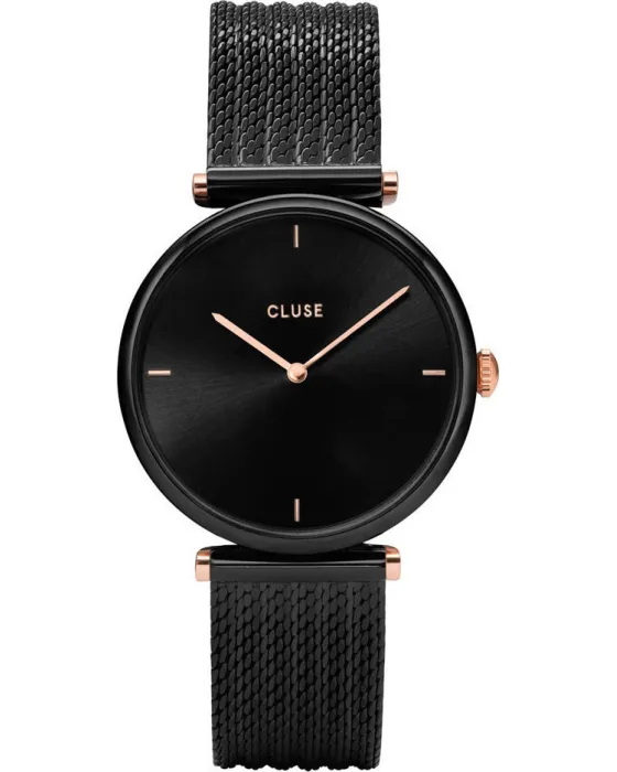 Γυναικείο ρολόι Cluse Triomph Mesh CW0101208004, Μαύρο καντράν, Μπρασελέ από Ανοξείδωτο ατσάλι