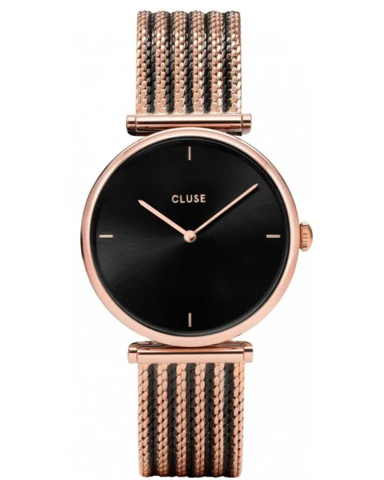 Γυναικείο ρολόι Cluse Triomphe Mesh CW0101208005, Μαύρο καντράν, Μπρασελέ από Ανοξείδωτο ατσάλι