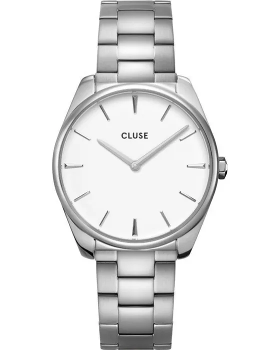 Γυναικείο ρολόι Cluse Feroce CW0101212003, Λευκό καντράν, Μπρασελέ από Ανοξείδωτο ατσάλι