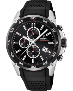 Ανδρικό ρολόι Festina Chronograph F20330/5, Μαύρο καντράν, Λουρί από Καουτσούκ