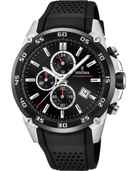 Ανδρικό ρολόι Festina Chronograph F20330/5, Μαύρο καντράν, Λουρί από Καουτσούκ