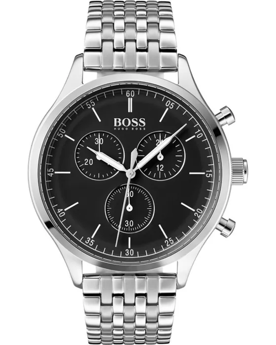 Ανδρικό ρολόι Hugo Boss Companion Chronograph 1513652, Μαύρο καντράν, Μπρασελέ από Ανοξείδωτο ατσάλι