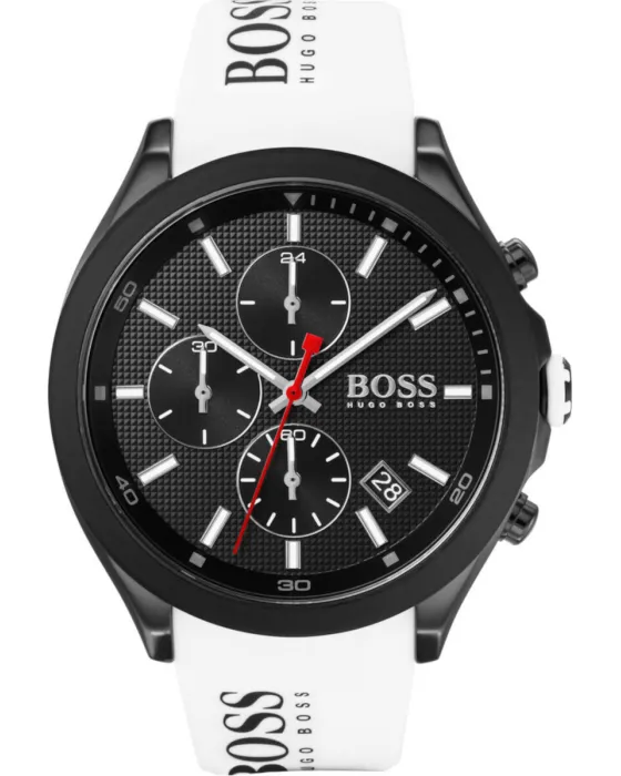 Ανδρικό ρολόι Hugo Boss Velocity Chronograph 1513718, Μαύρο καντράν, Λουρί από Καουτσούκ