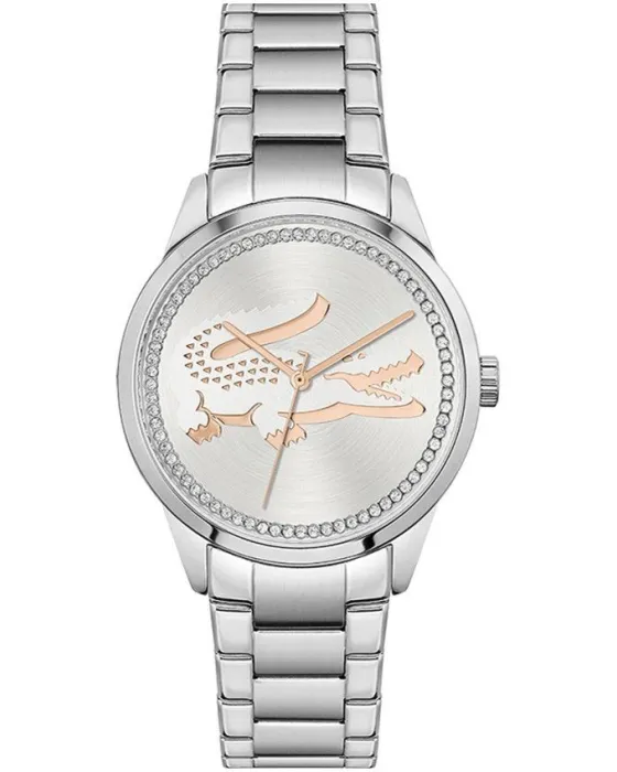 Γυναικείο ρολόι Lacoste Ladycroc 2001189, Ασημί καντράν, Μπρασελέ από Ανοξείδωτο ατσάλι