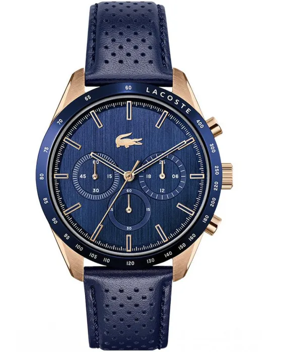 Ανδρικό ρολόι Lacoste Boston Chronograph 2011111, Μπλε καντράν, Λουρί από Δερμάτινο