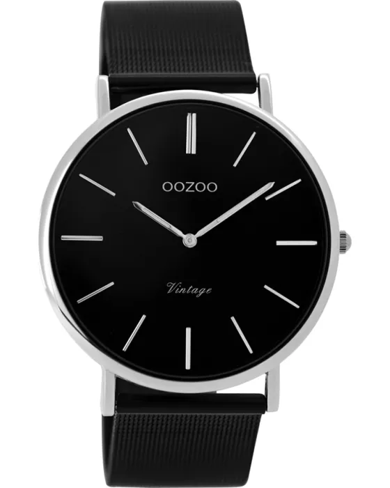 Γυναικείο ρολόι Oozoo Vintage C8865, Μαύρο καντράν, Μπρασελέ από Μεταλλικό