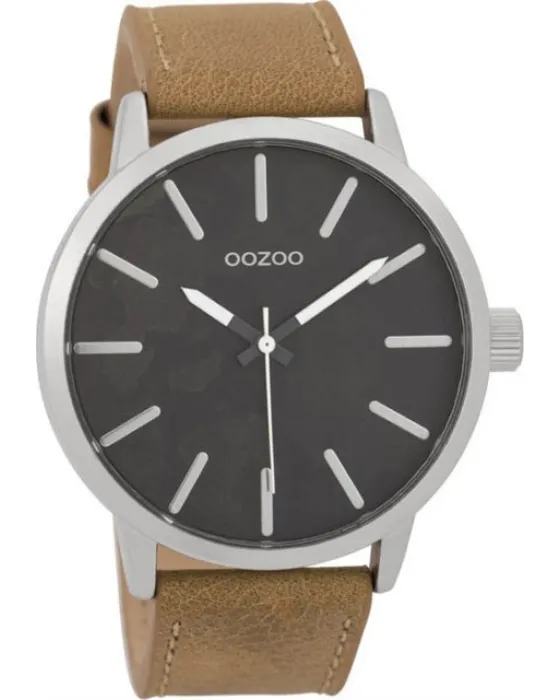 Men's watch Oozoo Timepieces C9600, Black dial, Strap in Leather