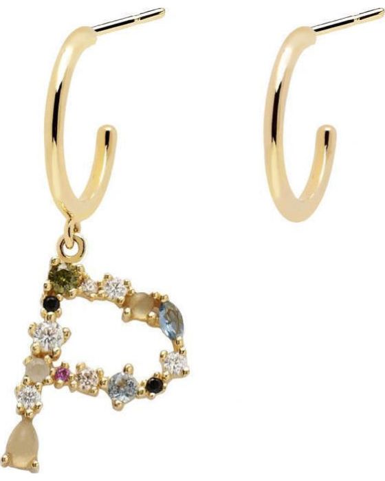 Σκουλαρίκια PDPAOLA από επιχρυσωμένο ασήμι με Λαβραδορίτη και Ακουαμαρίνα AR01-266-U