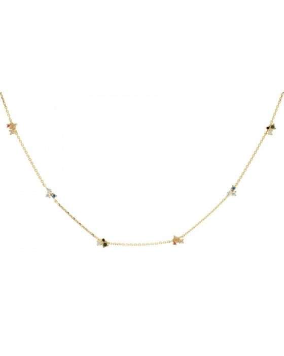 Κολιέ PDPAOLA από επιχρυσωμένο ασήμι 925 με Λαβραδορίτη και Ακουαμαρίνα CO01-179-U