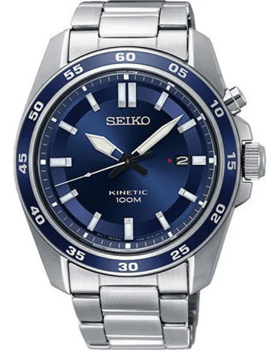 Ανδρικό ρολόι Seiko Kinetic SKA783P1, Μπλε καντράν, Μπρασελέ από Ανοξείδωτο ατσάλι