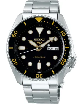 Ανδρικό ρολόι Seiko Automatic SRPD57K1, Μαύρο καντράν, Μπρασελέ από Ανοξείδωτο ατσάλι