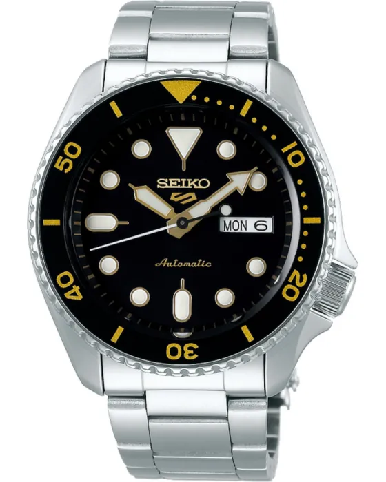 Ανδρικό ρολόι Seiko Automatic SRPD57K1, Μαύρο καντράν, Μπρασελέ από Ανοξείδωτο ατσάλι