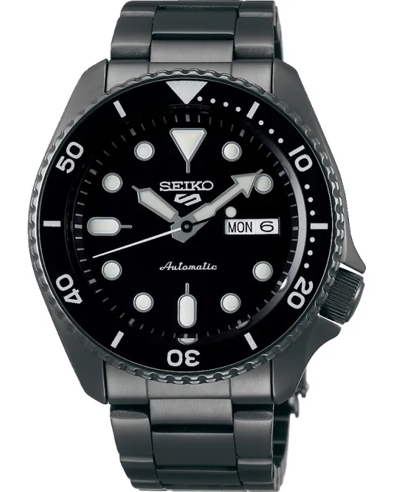 Ανδρικό ρολόι Seiko 5 Automatic SRPD65K1, Μαύρο καντράν, Μπρασελέ από Ανοξείδωτο ατσάλι