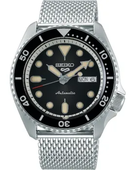 Ανδρικό ρολόι Seiko 5 Sports Automatic SRPD73K1, Μαύρο καντράν, Μπρασελέ από Ανοξείδωτο ατσάλι