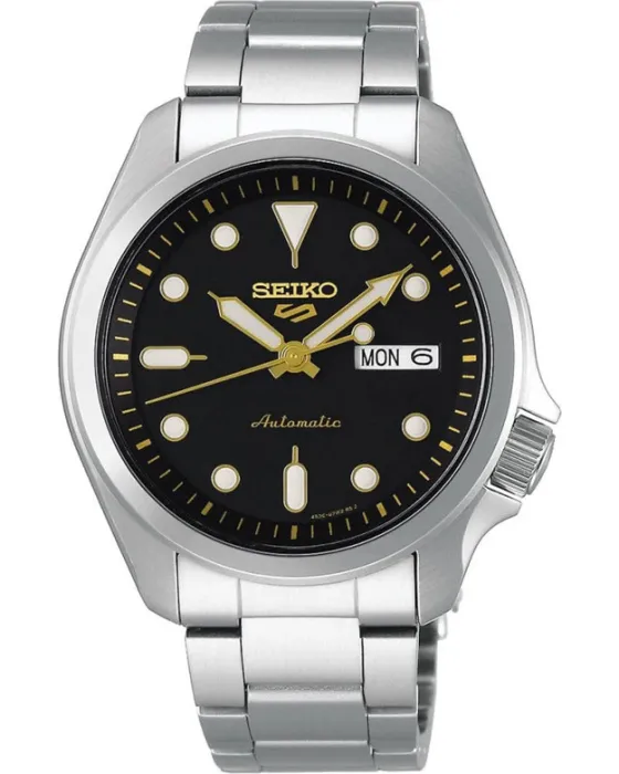Ανδρικό ρολόι Seiko 5 Sports Automatic SRPE57K1, Μαύρο καντράν, Μπρασελέ από Ανοξείδωτο ατσάλι