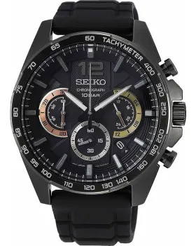 Ανδρικό ρολόι Seiko Chronograph SSB349P1, Μαύρο καντράν, Λουρί από Καουτσούκ