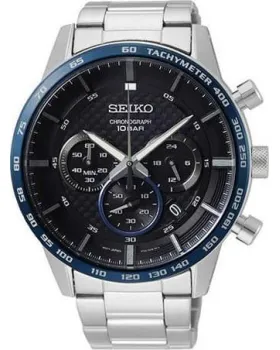 Ανδρικό ρολόι Seiko Chronograph SSB357P1, Μαύρο καντράν, Μπρασελέ από Ανοξείδωτο ατσάλι