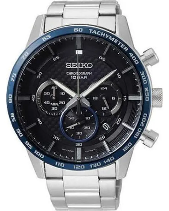Ανδρικό ρολόι Seiko Chronograph SSB357P1, Μαύρο καντράν, Μπρασελέ από Ανοξείδωτο ατσάλι