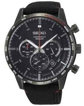 Ανδρικό ρολόι Seiko Chronograph SSB359P1, Μαύρο καντράν, Λουρί από Δερμάτινο