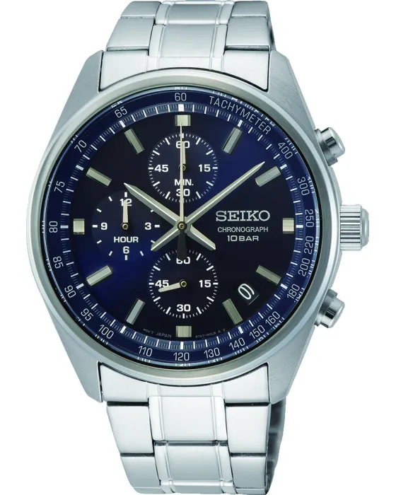 Ανδρικό ρολόι Seiko Conceptua Chronograph SSB377P1, Μπλε καντράν, Μπρασελέ από Ανοξείδωτο ατσάλι