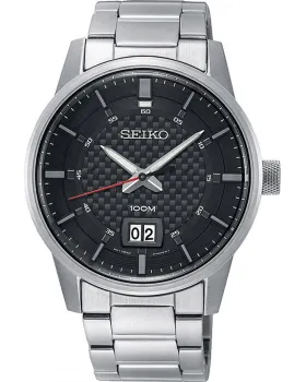 Ανδρικό ρολόι Seiko SUR269P1, Μαύρο καντράν, Μπρασελέ από Ανοξείδωτο ατσάλι