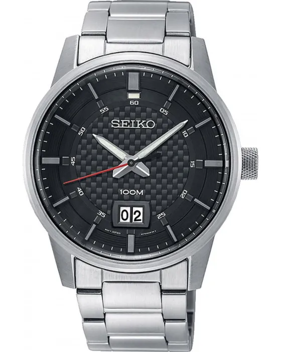 Ανδρικό ρολόι Seiko SUR269P1, Μαύρο καντράν, Μπρασελέ από Ανοξείδωτο ατσάλι