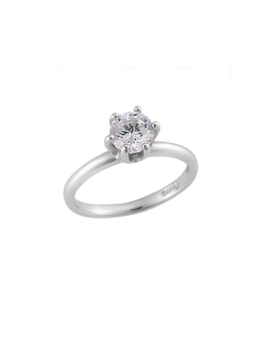 Δαχτυλίδι Mονόπετρο Selena ασήμι 925 με λευκό ζιργκόν SSR1997