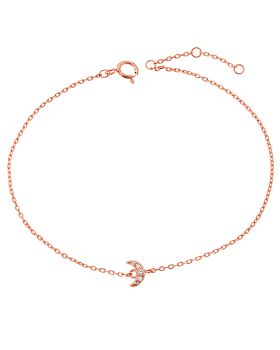 Βραχιόλι Selena ροζ επιχρυσωμένο ασήμι 925, φεγγαράκι με λευκά ζιργκόν SSR2274RG
