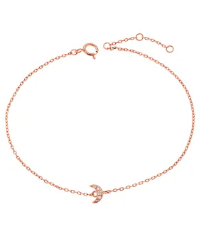 Βραχιόλι Selena ροζ επιχρυσωμένο ασήμι 925, φεγγαράκι με λευκά ζιργκόν SSR2274RG