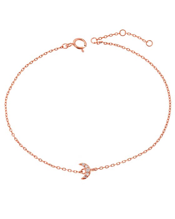 Βραχιόλι Selena ροζ επιχρυσωμένο ασήμι 925, φεγγαράκι με λευκά ζιργκόν SSR2274RG