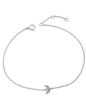 Βραχιόλι Selena ασήμι 925, φεγγαράκι με λευκά ζιργκόν SSR2274SR
