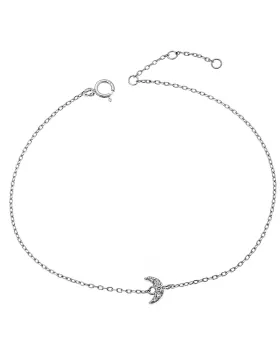 Βραχιόλι Selena ασήμι 925, φεγγαράκι με λευκά ζιργκόν SSR2274SR