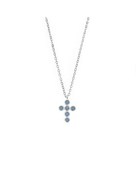 Μενταγιόν Selena Silver 925, σταυρουδάκι με τυρκουάζ ζιργκόν SSR2480ST