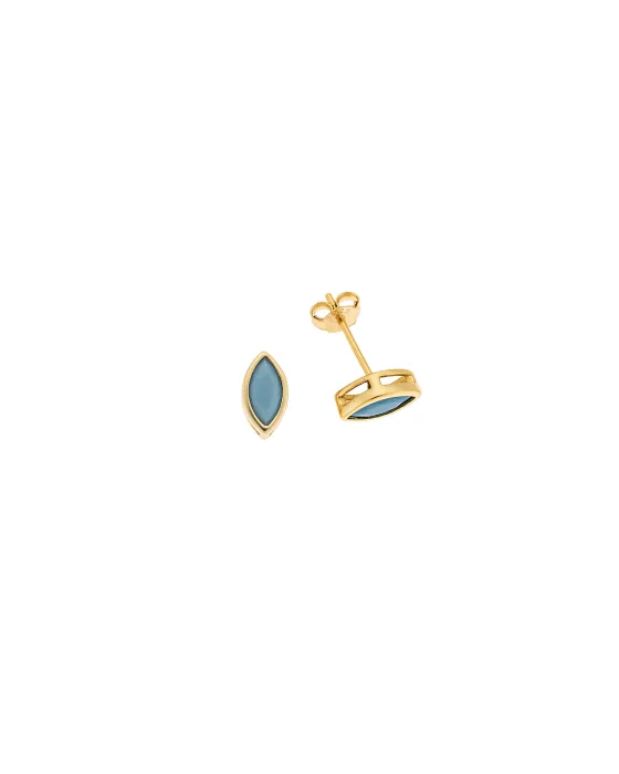 Selena earrings gold plated silver 925, leaf with turquoise zircon SSR2768-3GD, Silver / Zircon, Gold / Green